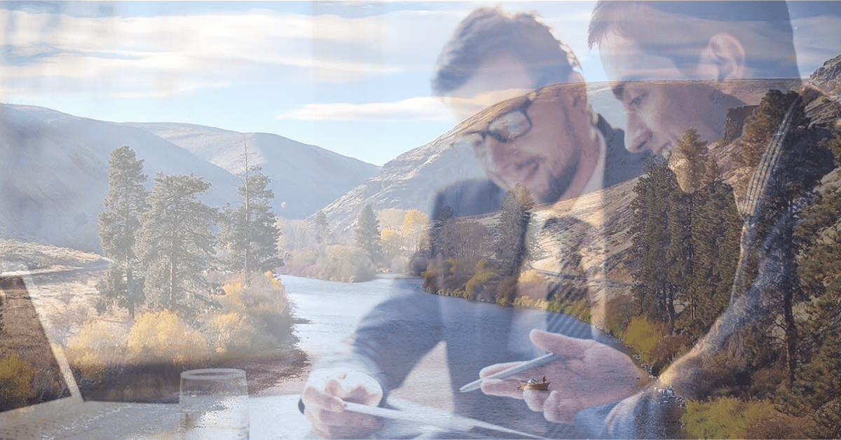 lsn_yakimablog Happy businessmen with overlay of Yakima river.